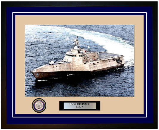 USS Coronado LCS-4 Framed Navy Ship Photo Blue