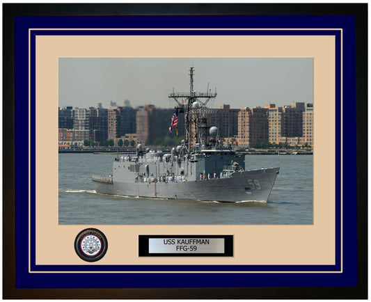 USS KAUFFMAN FFG-59 Framed Navy Ship Photo Blue