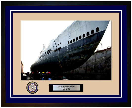 USS Pampanito SS-383 Framed Navy Ship Photo Blue