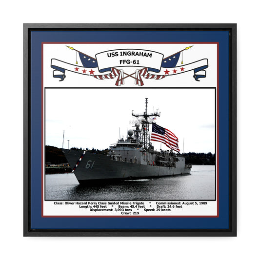 USS Ingraham FFG-61 Navy Floating Frame Photo Front View