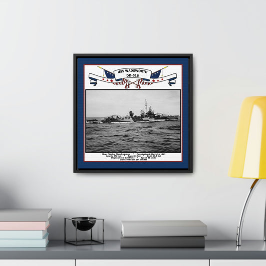 USS Wadsworth DD-516 Navy Floating Frame Photo Desk View