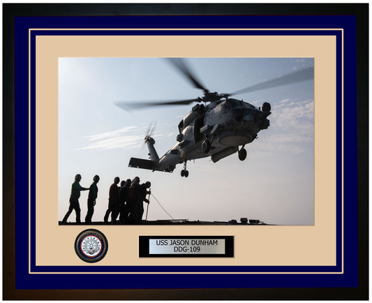 USS JASON DUNHAM DDG-109 Framed Navy Ship Photo Blue