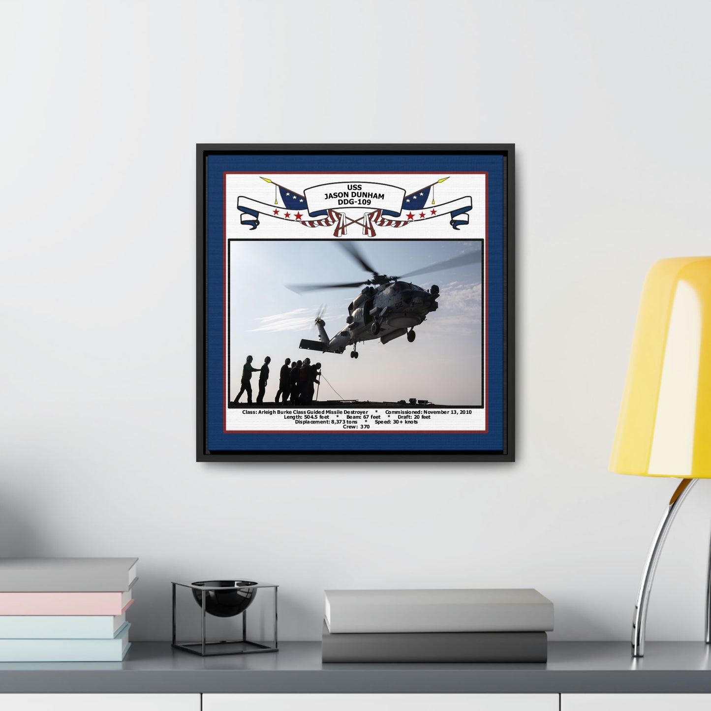 USS Jason Dunham DDG-109 Navy Floating Frame Photo Desk View