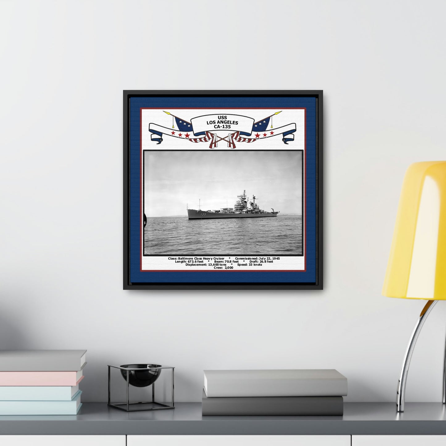 USS Los Angeles CA-135 Navy Floating Frame Photo Desk View