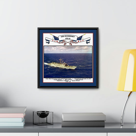 USS Mcinerney FFG-8 Navy Floating Frame Photo Desk View