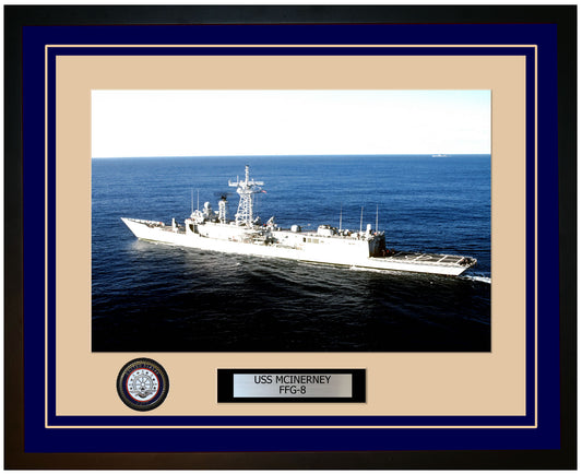 USS MCINERNEY FFG-8 Framed Navy Ship Photo Blue