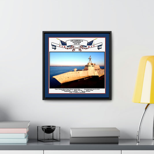 USS Gabrielle Giffords LCS-10 Navy Floating Frame Photo Desk View