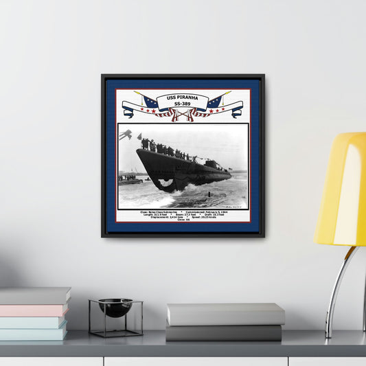 USS Piranha SS-389 Navy Floating Frame Photo Desk View