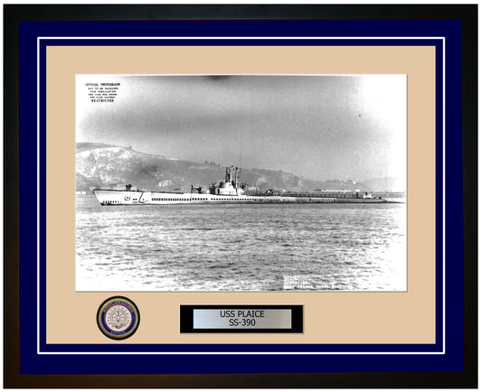 USS Plaice SS-390 Framed Navy Ship Photo Blue