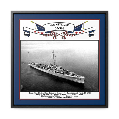 USS Heyliger DE-510 Navy Floating Frame Photo Front View
