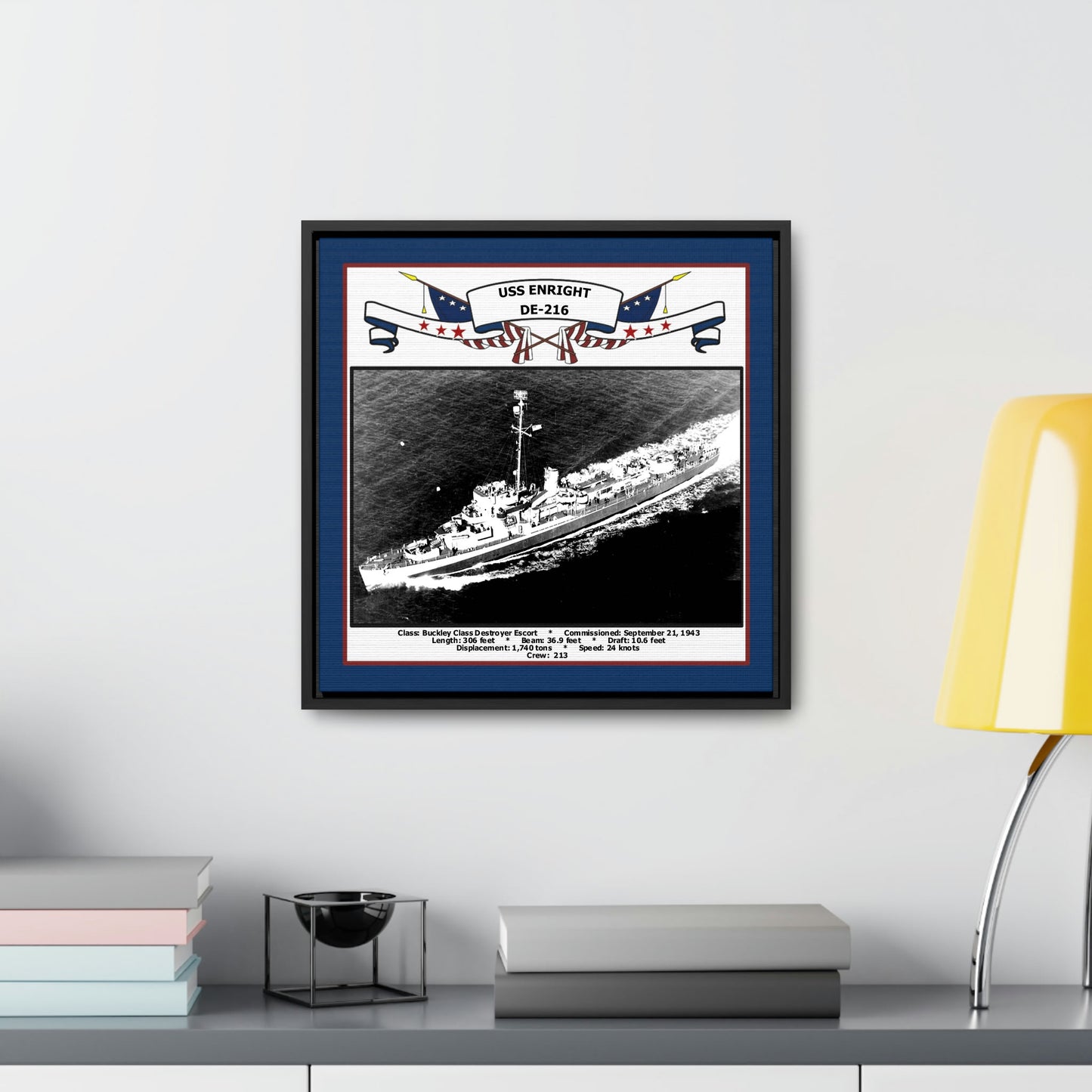 USS Enright DE-216 Navy Floating Frame Photo Desk View