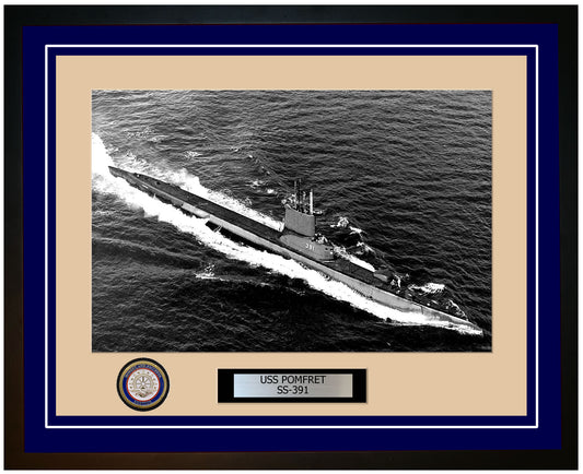 USS Pomfret SS-391 Framed Navy Ship Photo Blue