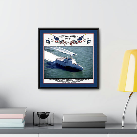 USS Manchester LCS-14 Navy Floating Frame Photo Desk View