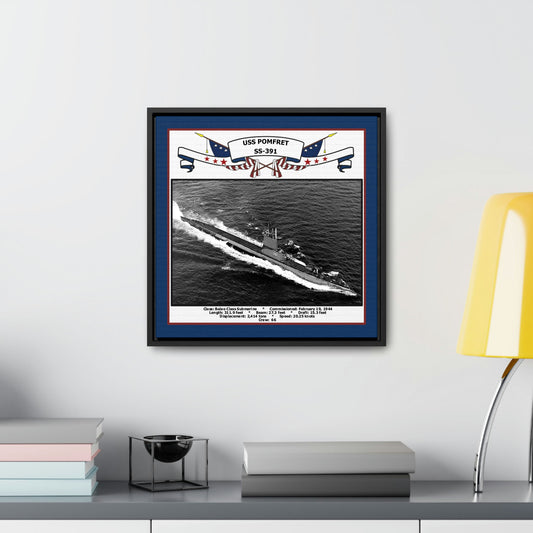 USS Pomfret SS-391 Navy Floating Frame Photo Desk View