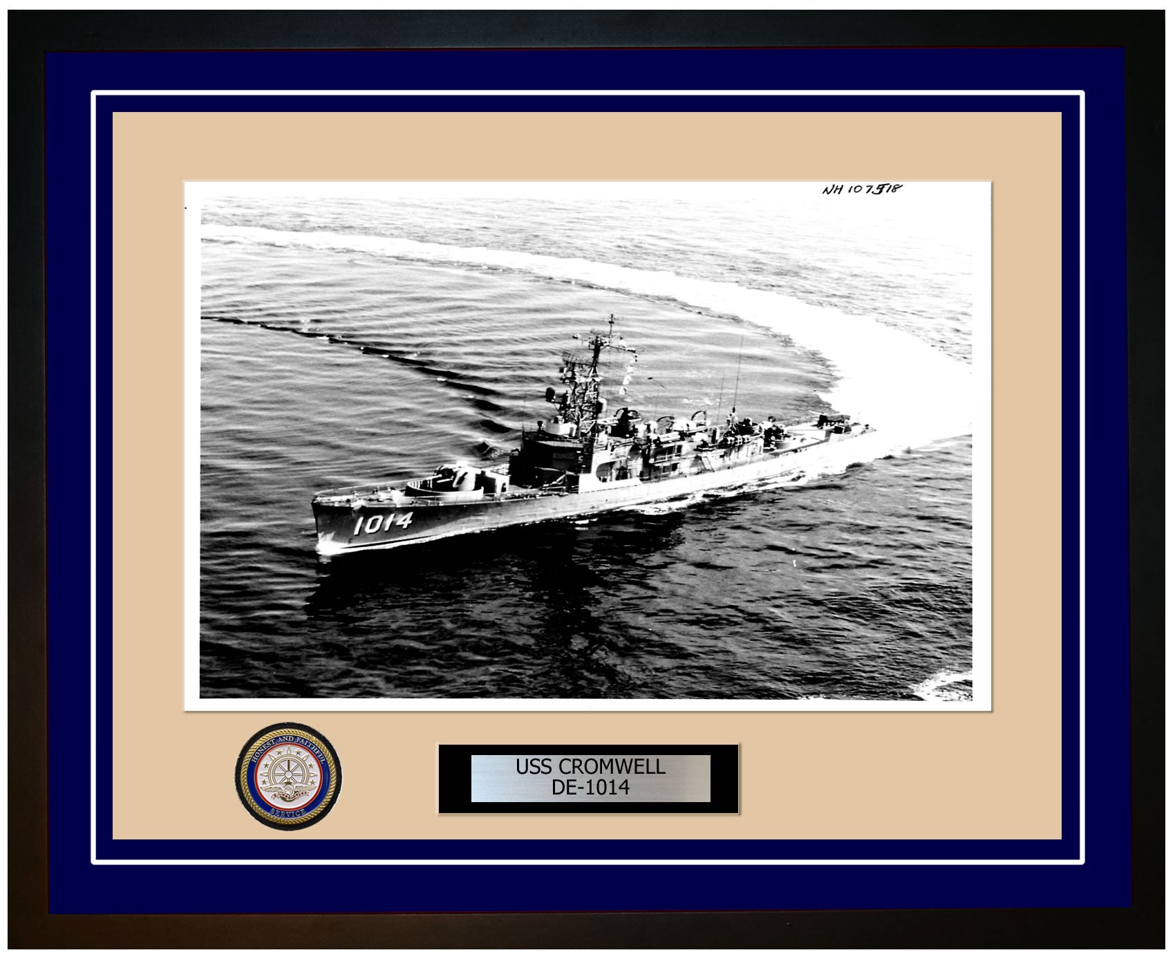 USS Cromwell DE-1014 Framed Navy Ship Photo Blue