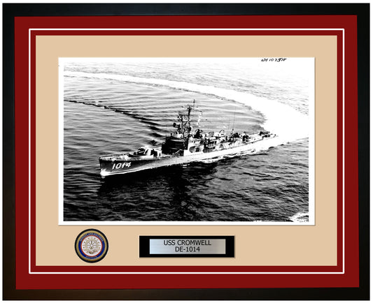 USS Cromwell DE-1014 Framed Navy Ship Photo Burgundy