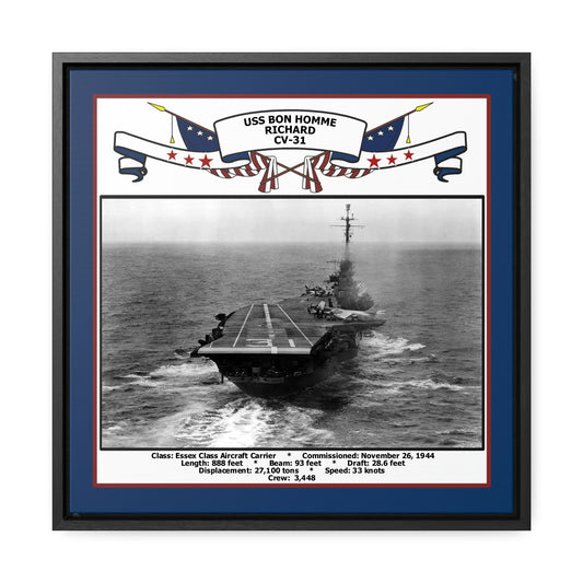 USS Bon Homme Richard CV-31 Navy Floating Frame Photo Front View