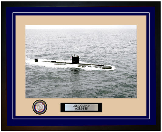 USS Dolphin AGSS-555 Framed Navy Ship Photo Blue