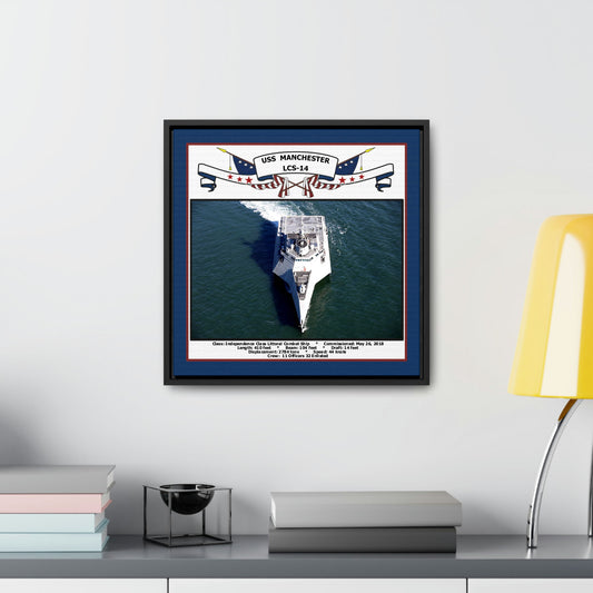 USS Manchester LCS-14 Navy Floating Frame Photo Desk View