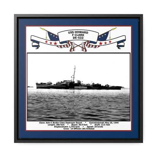 USS Howard F Clark DE-533 Navy Floating Frame Photo Front View