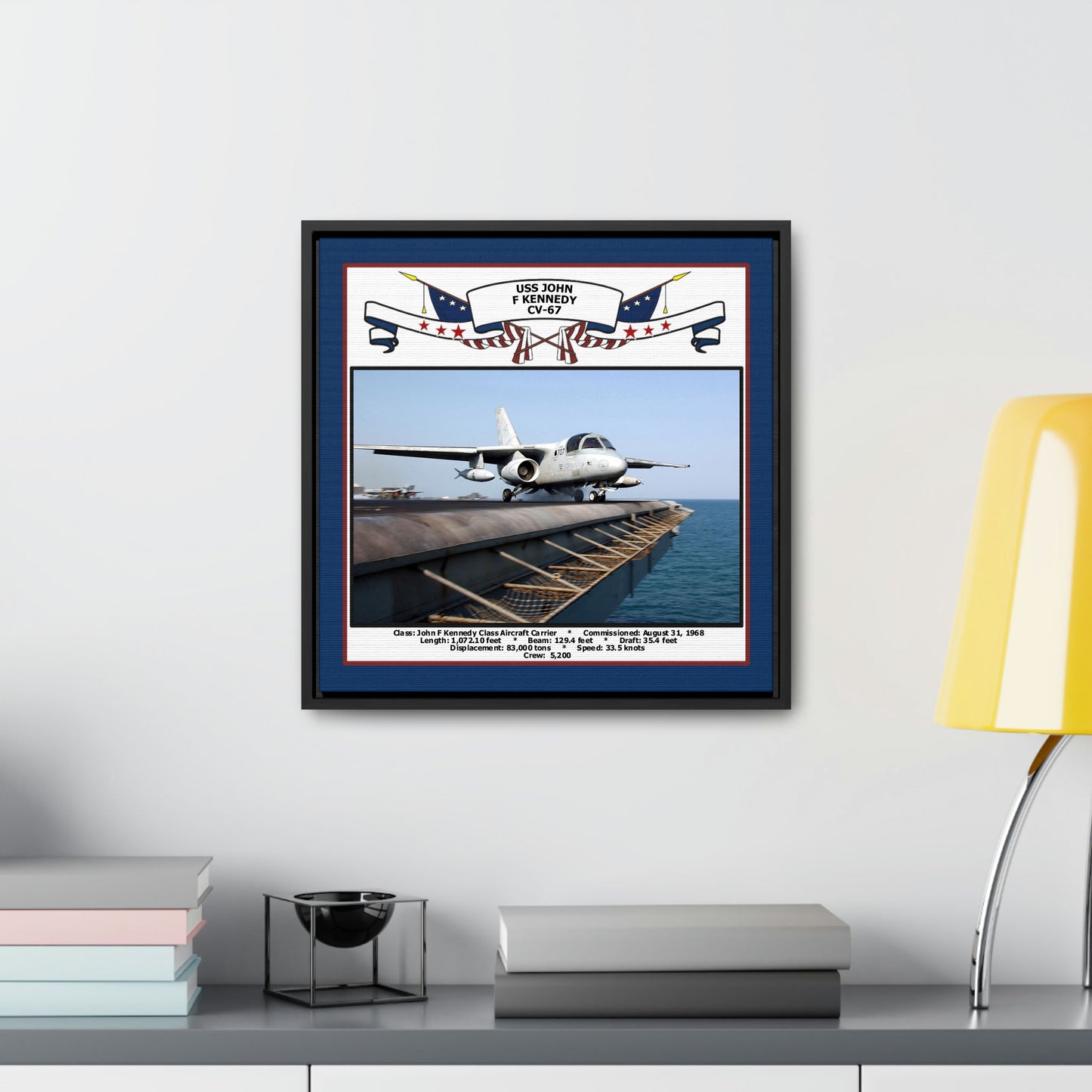 USS John F Kennedy CV-67 Navy Floating Frame Photo Desk View