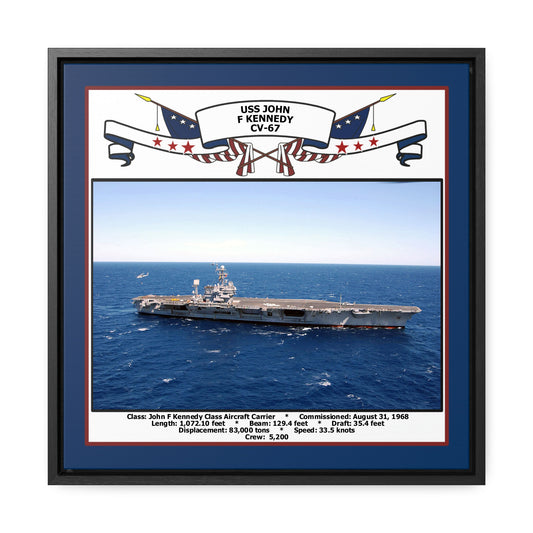 USS John F Kennedy CV-67 Navy Floating Frame Photo Front View