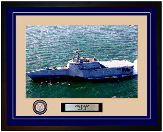 USS Tulsa LCS-16 Framed Navy Ship Photo Blue