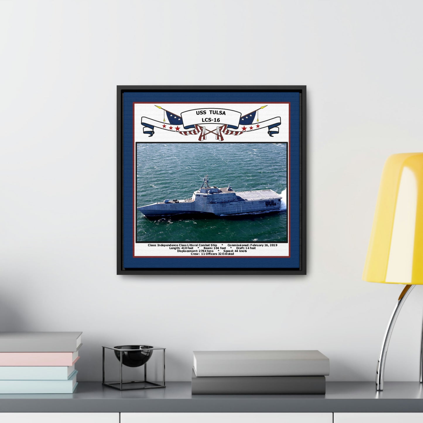 USS Tulsa LCS-16 Navy Floating Frame Photo Desk View