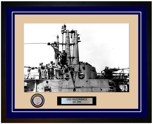 USS Razorback SS-394 Framed Navy Ship Photo Blue