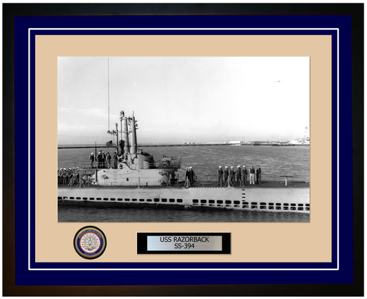 USS Razorback SS-394 Framed Navy Ship Photo Blue