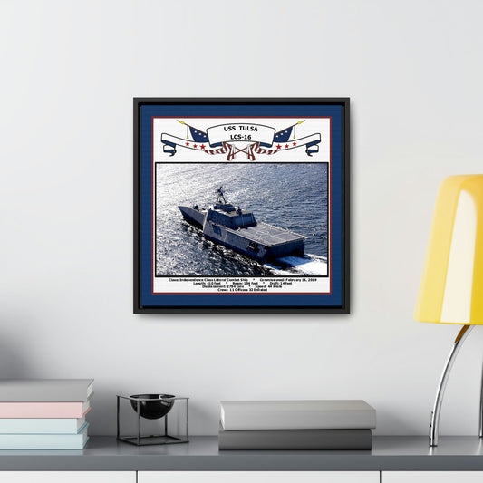 USS Tulsa LCS-16 Navy Floating Frame Photo Desk View