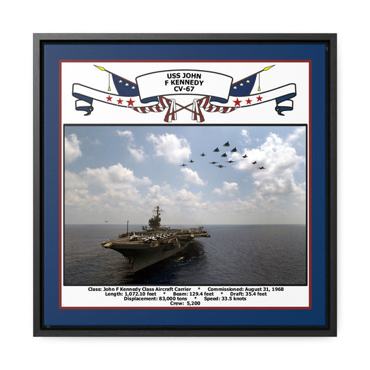 USS John F Kennedy CV-67 Navy Floating Frame Photo Front View