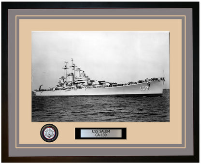USS SALEM CA-139 Framed Navy Ship Photo Grey