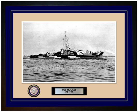 USS Hodges DE-231 Framed Navy Ship Photo Blue