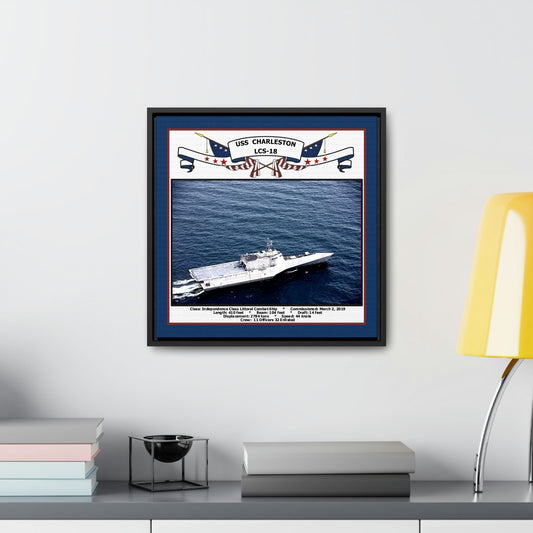 USS Charleston LCS-18 Navy Floating Frame Photo Desk View