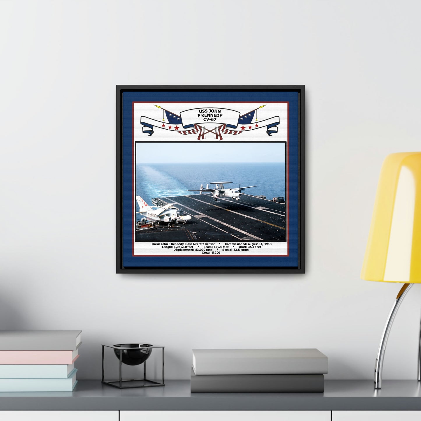 USS John F Kennedy CV-67 Navy Floating Frame Photo Desk View