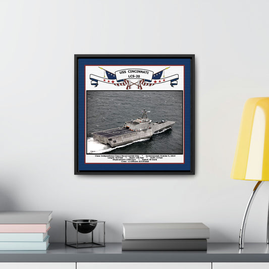 USS Cincinnati LCS-20 Navy Floating Frame Photo Desk View