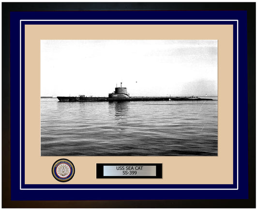 USS Sea Cat SS-399 Framed Navy Ship Photo Blue