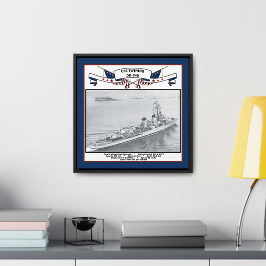 USS Twining DD-540 Navy Floating Frame Photo Desk View