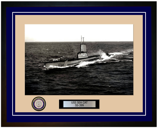 USS Sea Cat SS-399 Framed Navy Ship Photo Blue