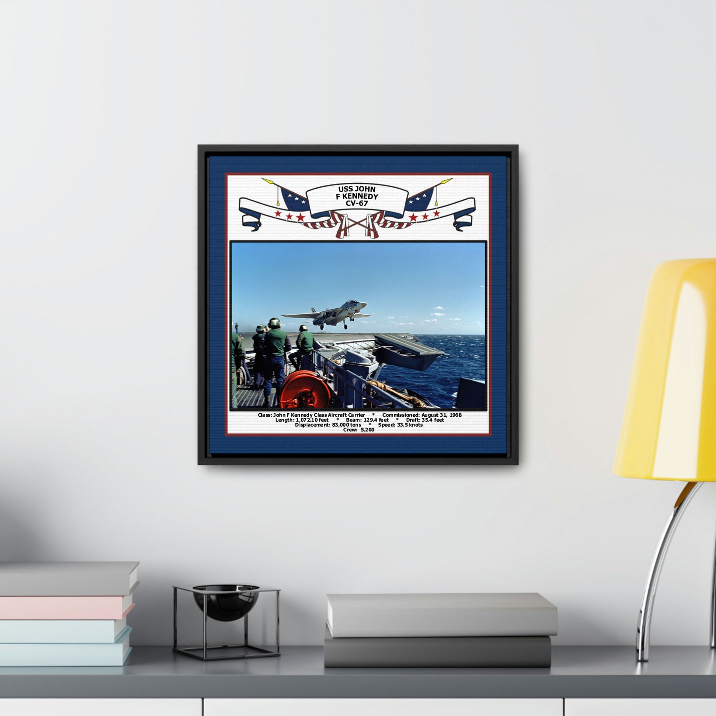 USS John F Kennedy CV-67 Navy Floating Frame Photo Desk View