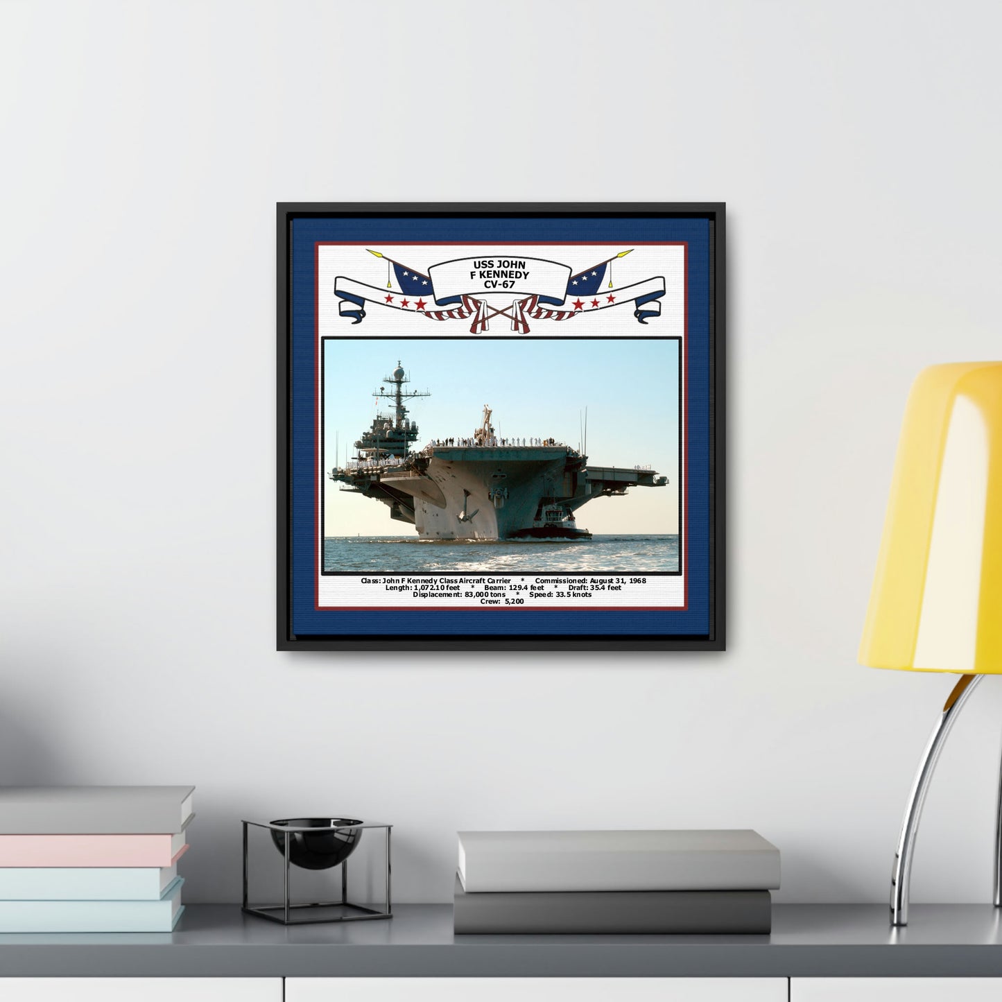 USS John F Kennedy CV-67 Navy Floating Frame Photo Desk View