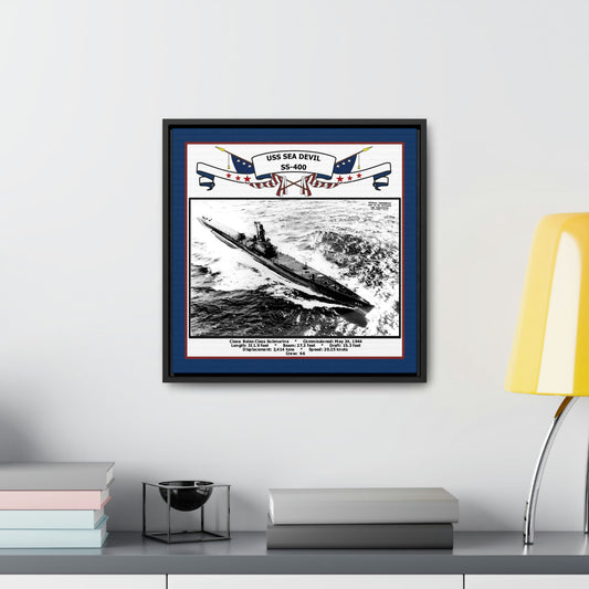 USS Sea Devil SS-400 Navy Floating Frame Photo Desk View