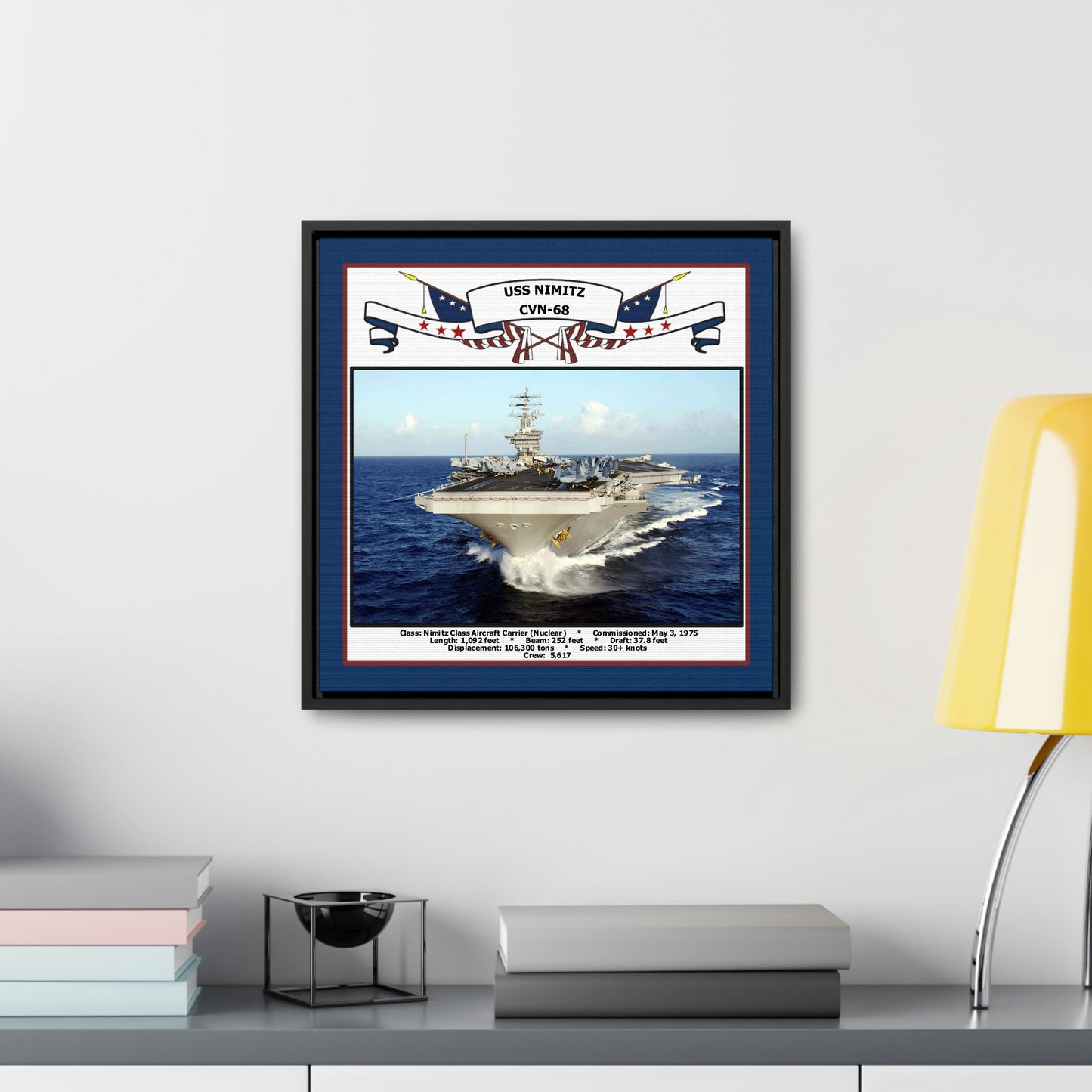 USS Nimitz CVN-68 Navy Floating Frame Photo Desk View