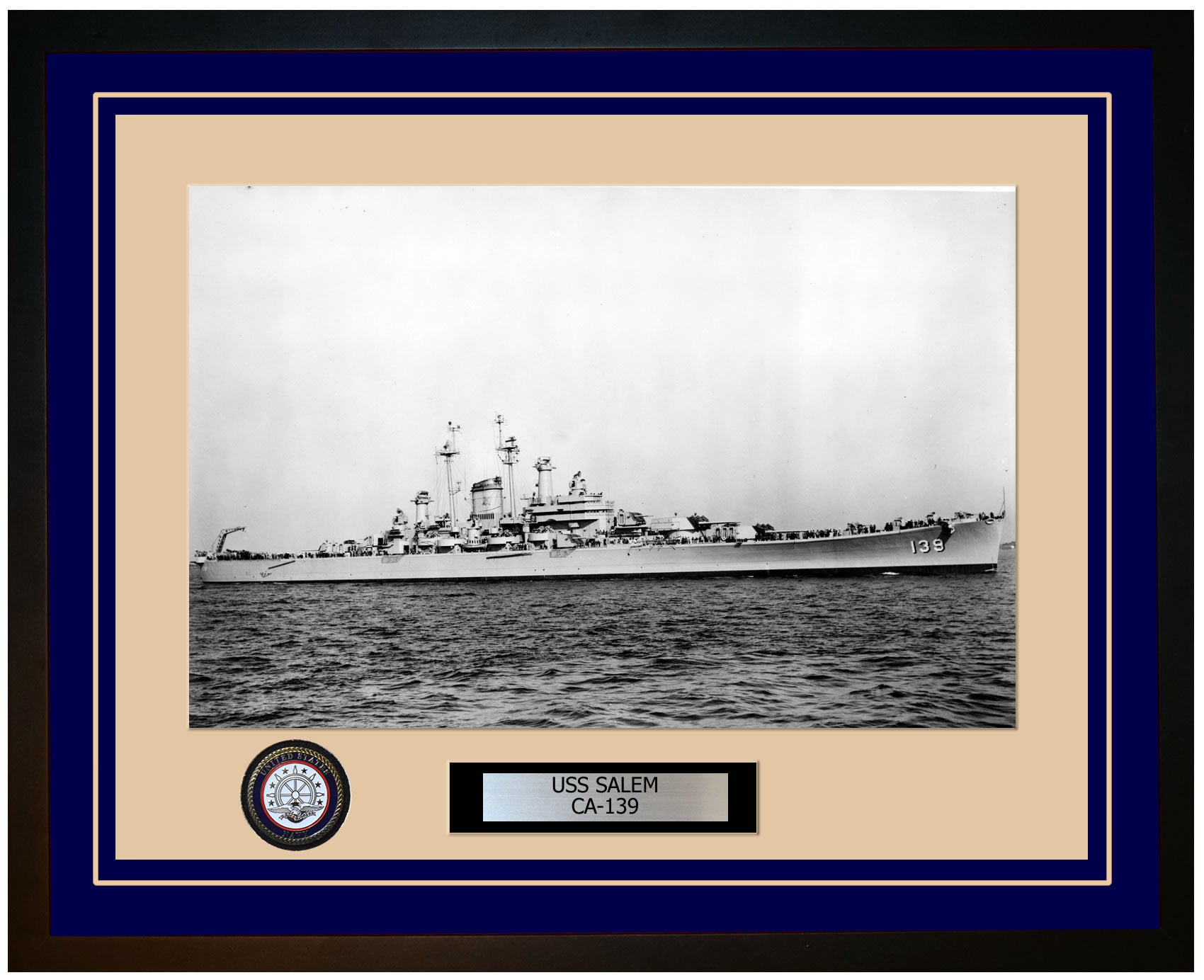 USS SALEM CA-139 Framed Navy Ship Photo Blue