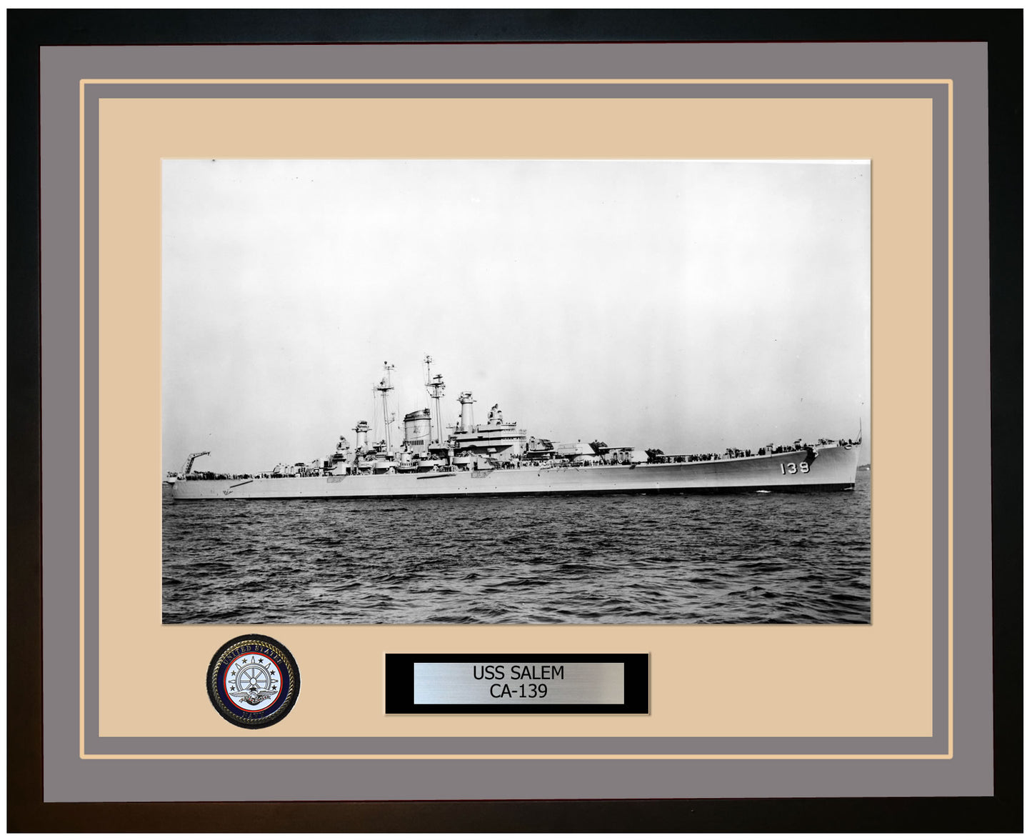 USS SALEM CA-139 Framed Navy Ship Photo Grey