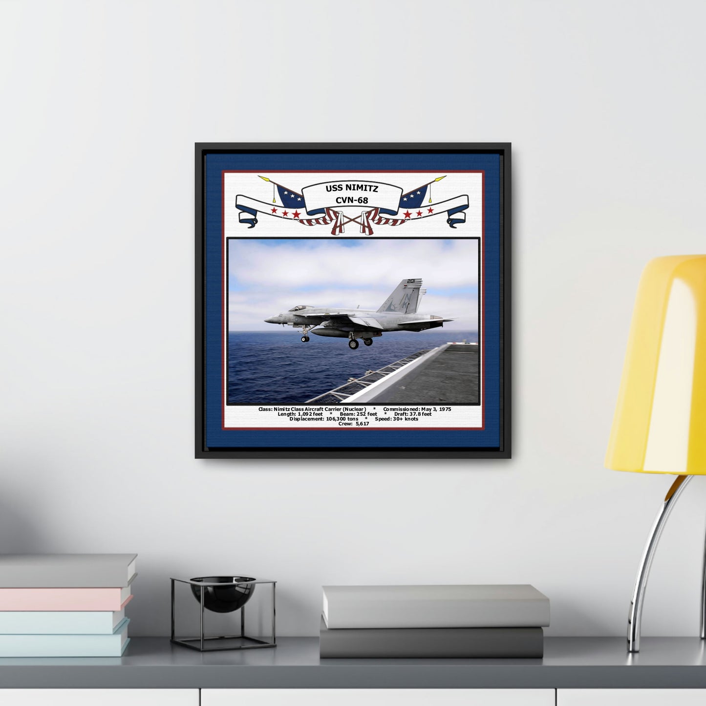 USS Nimitz CVN-68 Navy Floating Frame Photo Desk View