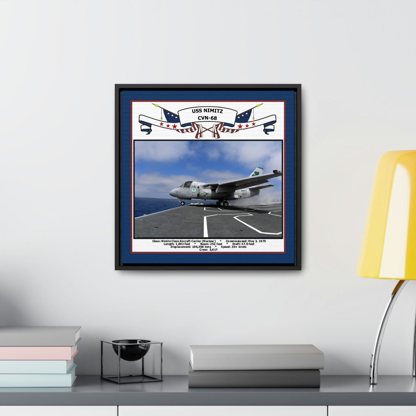 USS Nimitz CVN-68 Navy Floating Frame Photo Desk View