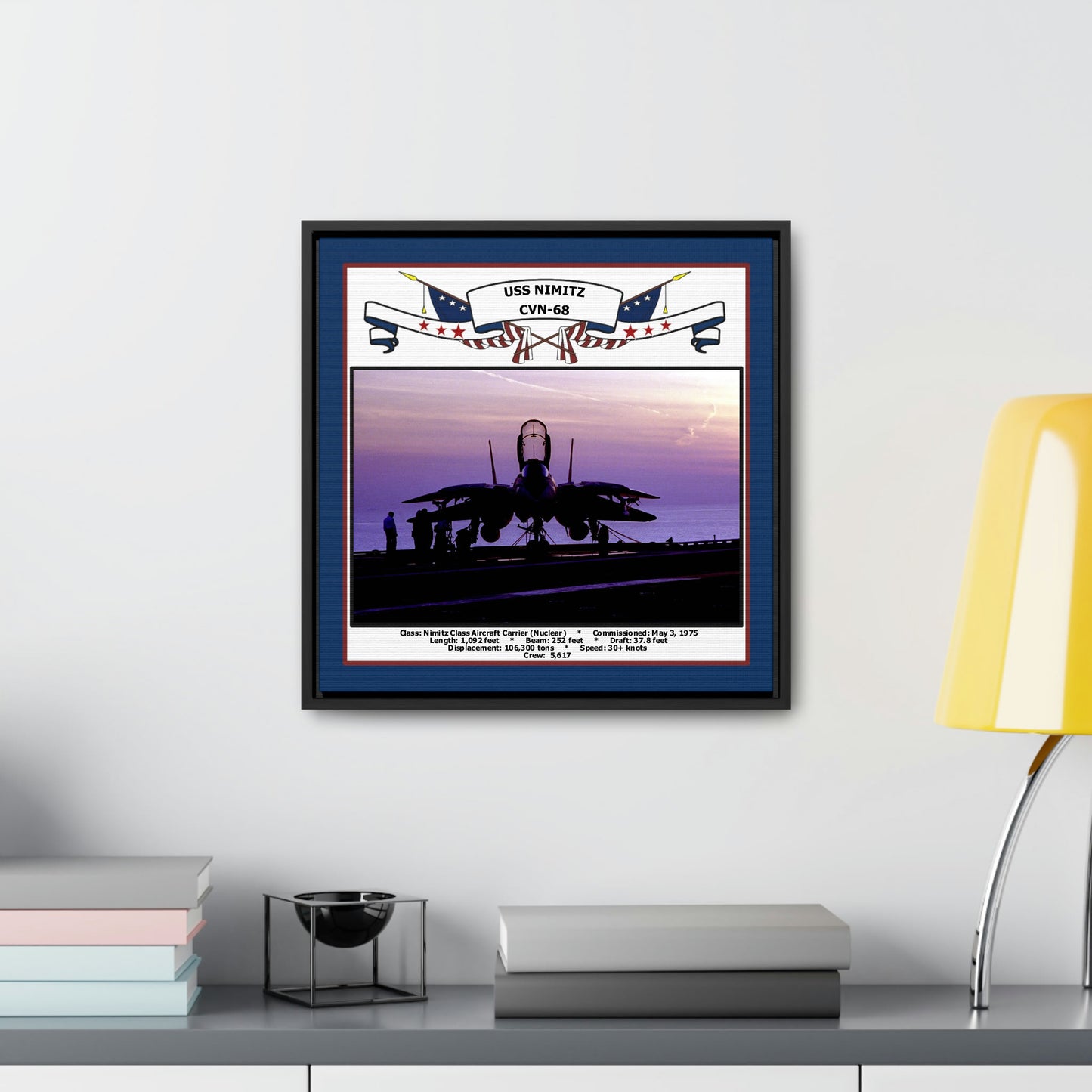USS Nimitz CVN-68 Navy Floating Frame Photo Desk View
