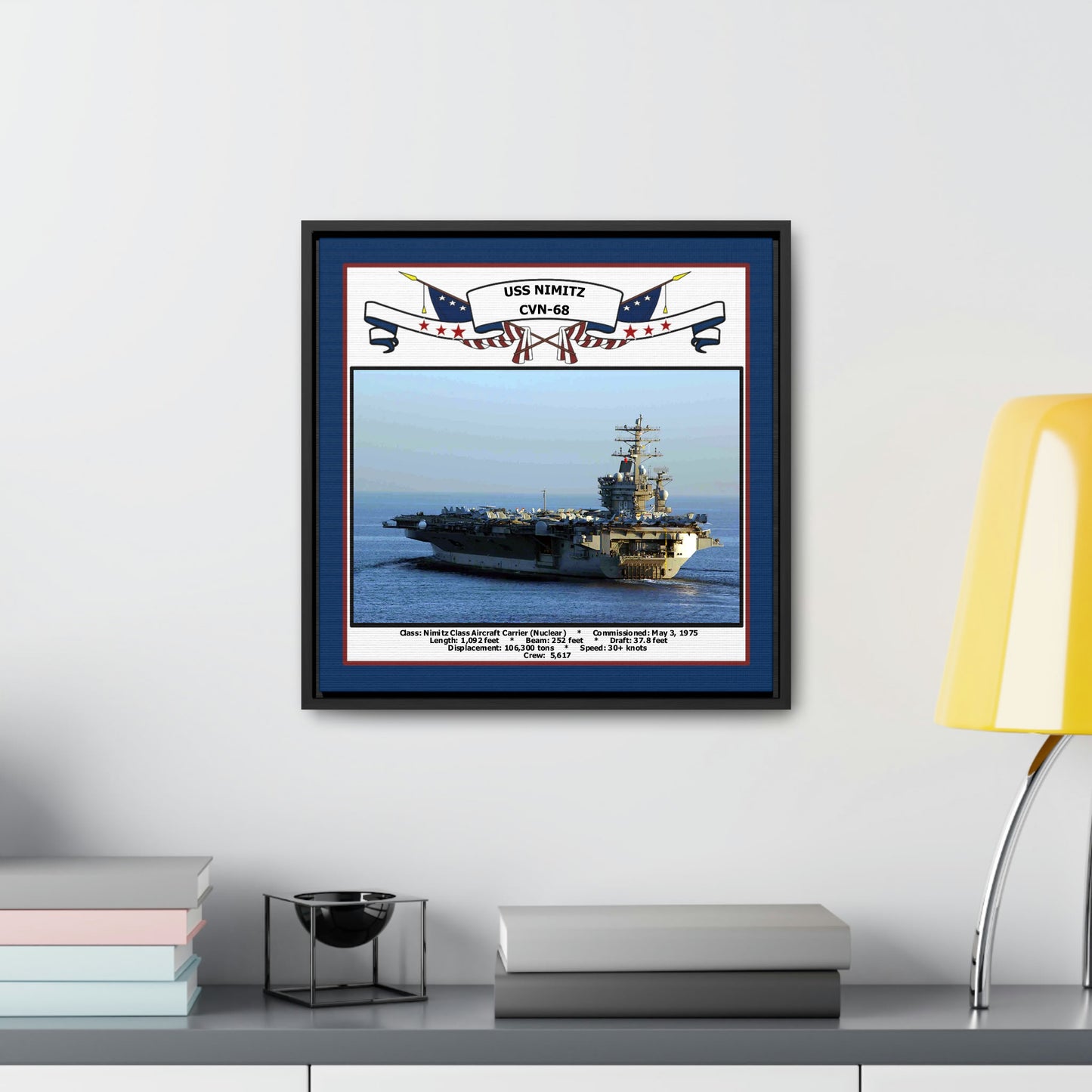 USS Nimitz CVN-68 Navy Floating Frame Photo Desk View